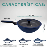 Frigideira Wok Com Tampa Hércules 4,6L