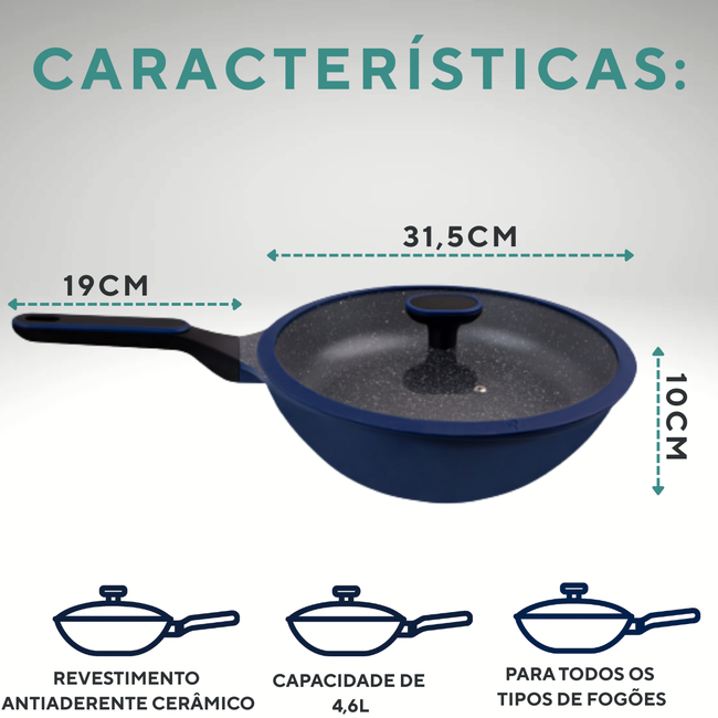 Frigideira Wok Com Tampa Hércules 4,6L Main Image