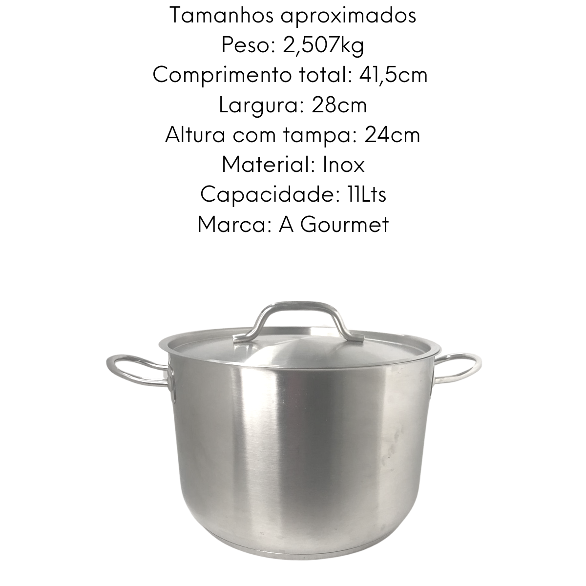 Caçarola Com Tampa 11L Aço Inox Hercules