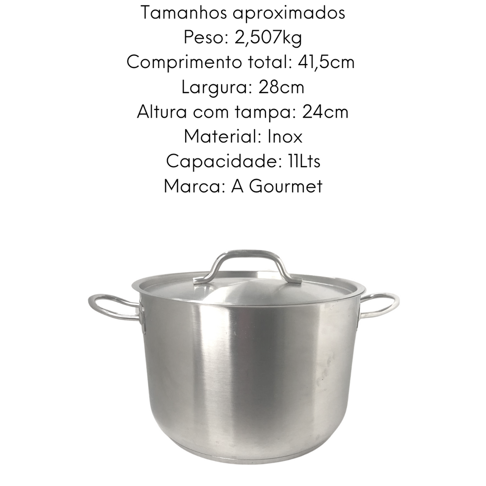 Caçarola Com Tampa 11L Aço Inox Hercules