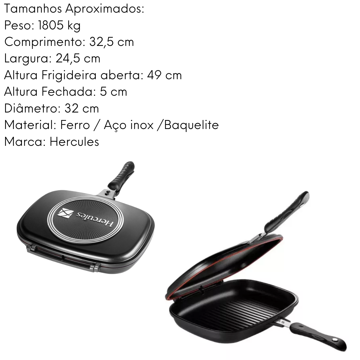 Frigideira Dupla de Aço Inox Hércules Hercules