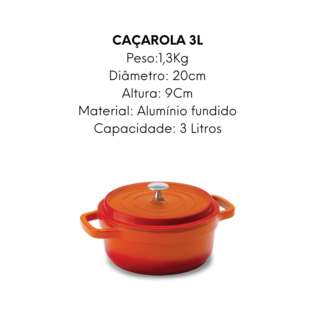 Caçarola Laranja de Cerâmica 3L Hercules
