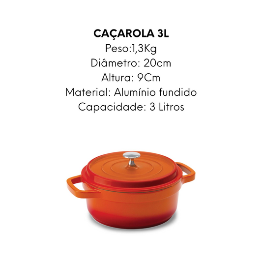 Caçarola Laranja de Cerâmica 3L