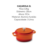 Caçarola Redonda Laranja de Cerâmica 3L