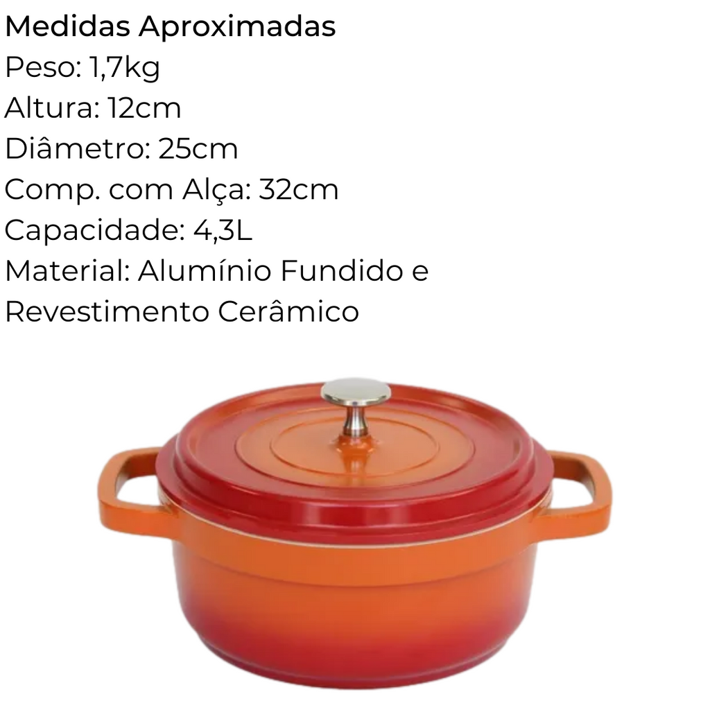 Caçarola Hércules Laranja 4,3L Hercules