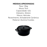 Caçarola Redonda de Cerâmica Preta 4,3L Hercules