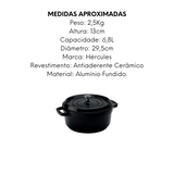 Caçarola Redonda Preta de Ceramica 6,8L