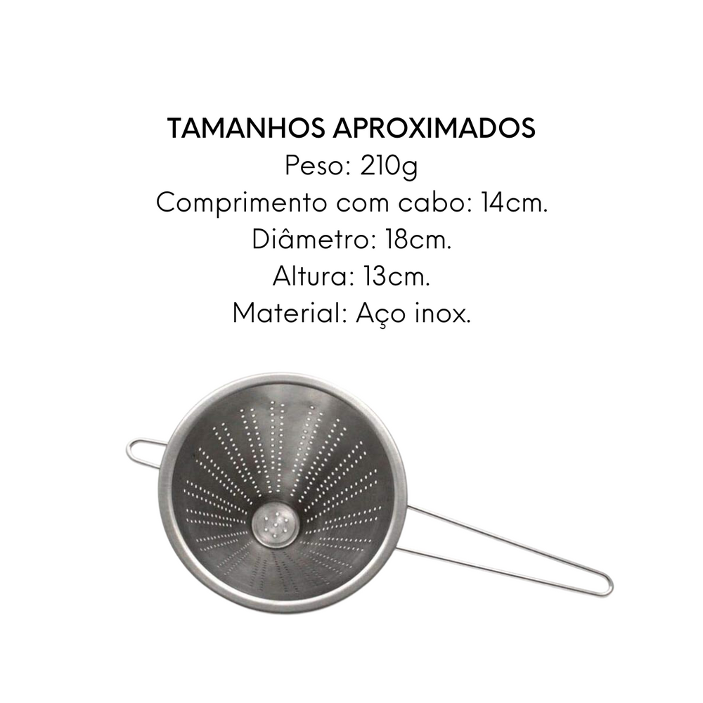 Passador Coador Chinoy 18cm em Aço Inox Etilux
