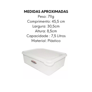 Pote Organizador C/ Tampa Resistente 7,5L Polietileno Plastcom