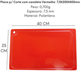 Placa de Corte Com Canaleta Vermelha 40cm