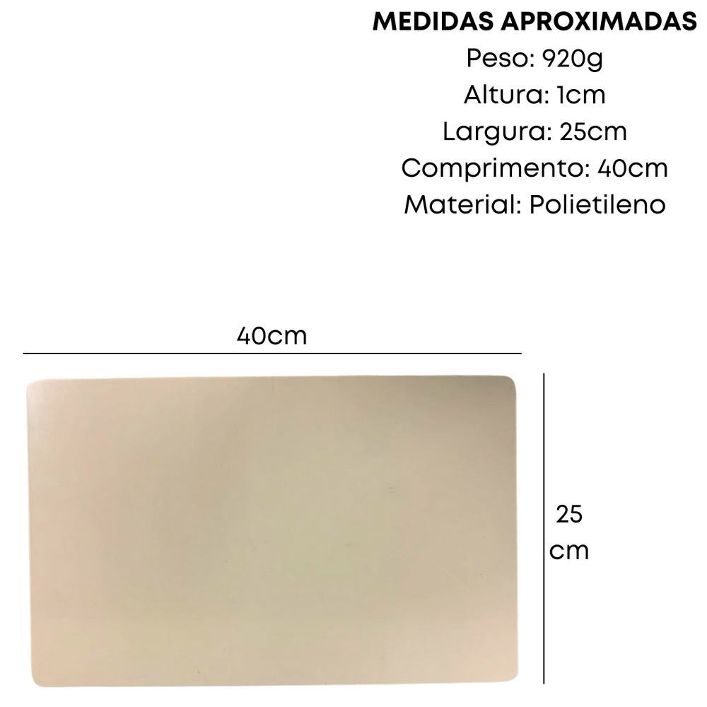 Placa de Corte Lisa Bege em Polietileno - A Gourmet