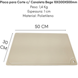 Placa de Corte Com Canaleta Bege 50cm