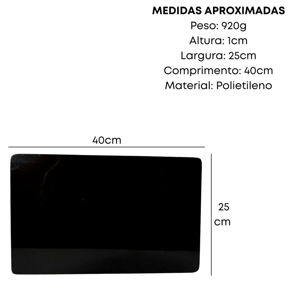 Placa de Corte Lisa Preta - A Gourmet