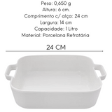 Travessa Retangular Refrataria 1L Branca Etilux