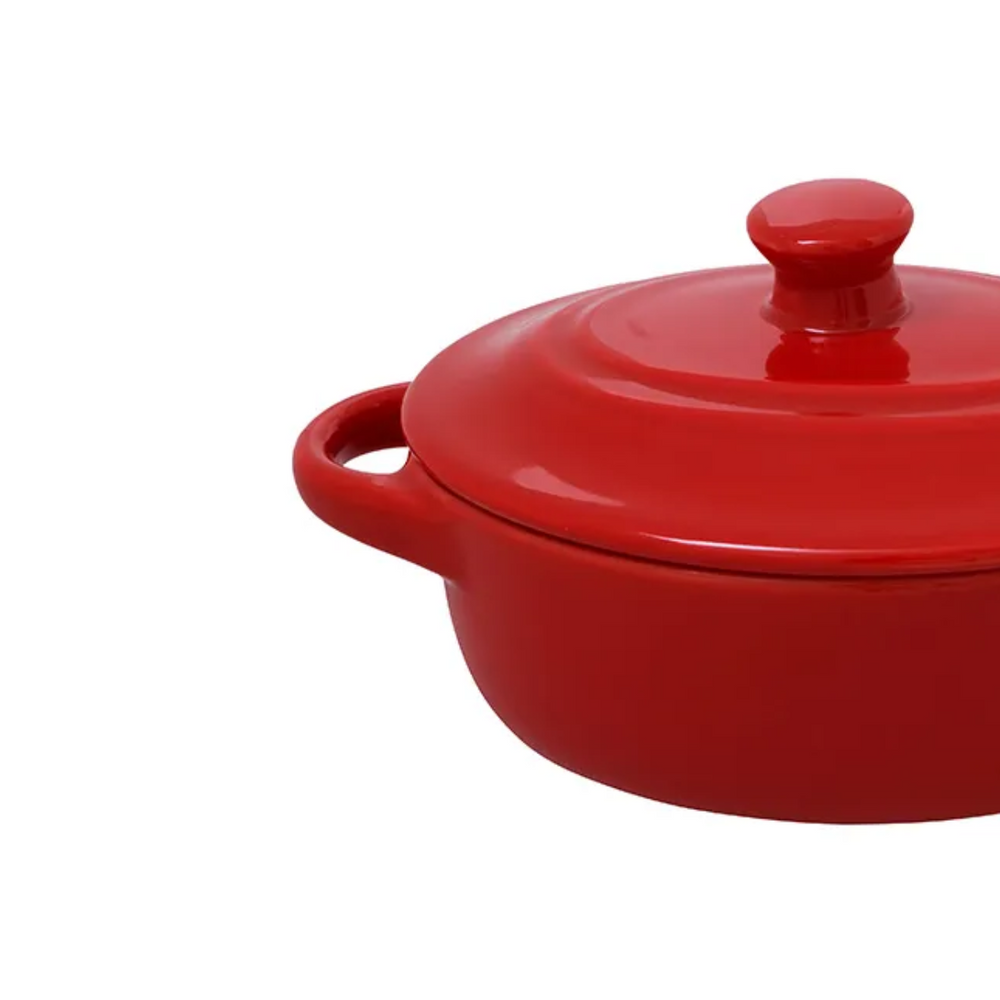 Mini Cocotte de 200ml Vermelho em Porcelana Etilux