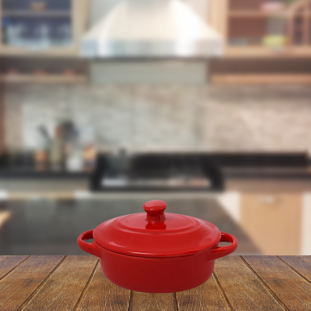 Mini Cocotte de 200ml Vermelho em Porcelana Etilux