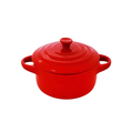 Mini Cocotte Redondo Vermelho de Porcelana