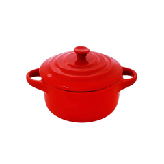 Mini Cocotte Redondo Vermelho de Porcelana Etilux