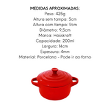 Mini Cocotte Redondo Vermelho de Porcelana Etilux