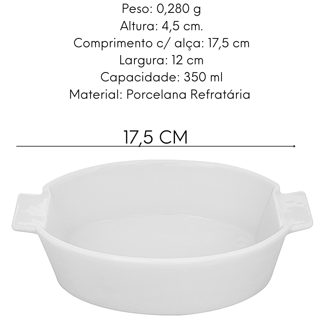 Travessa Oval Refrataria 17cm Branca Etilux