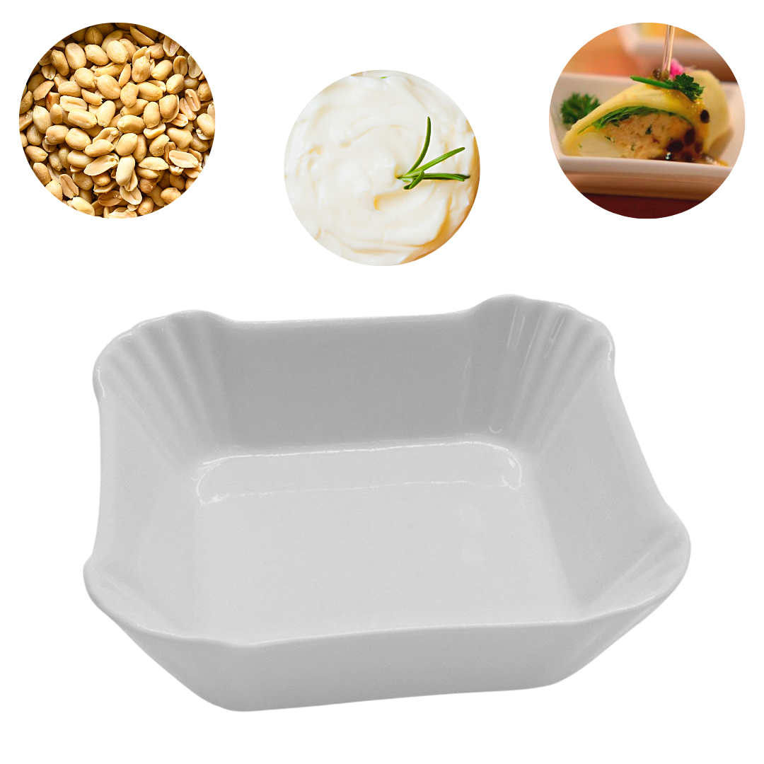 Tigela Petisqueira Quadrada de Porcelana Etilux