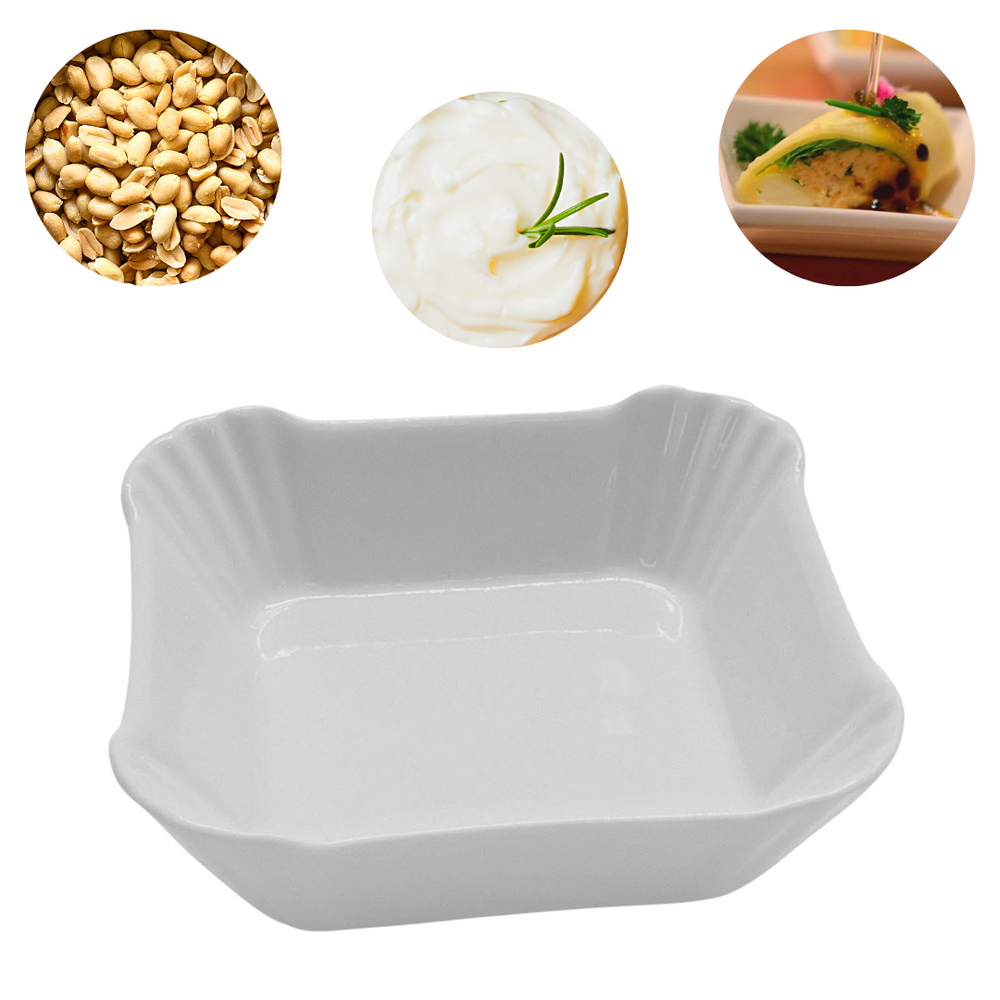 Tigela Petisqueira Quadrada de Porcelana Etilux