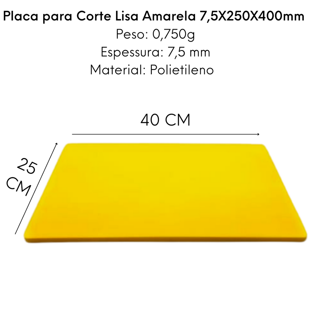 Placa de Corte Lisa Amarela 40cm - A Gourmet