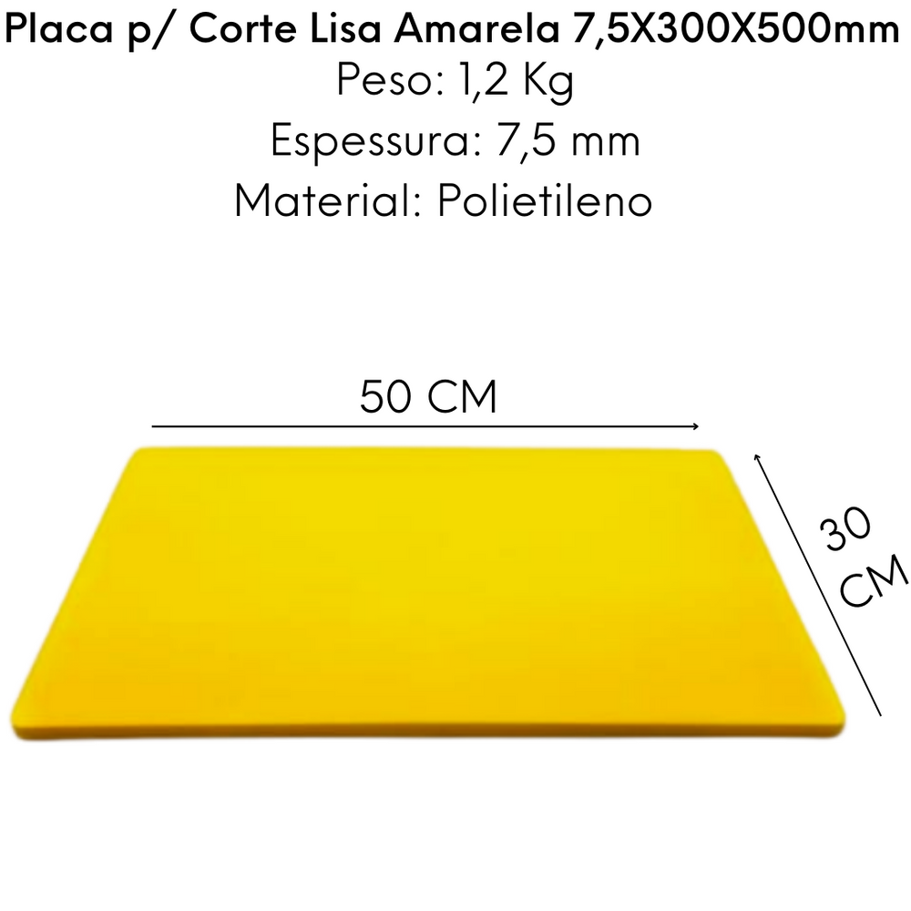 Placa de Corte Lisa Amarela 50cm - A Gourmet