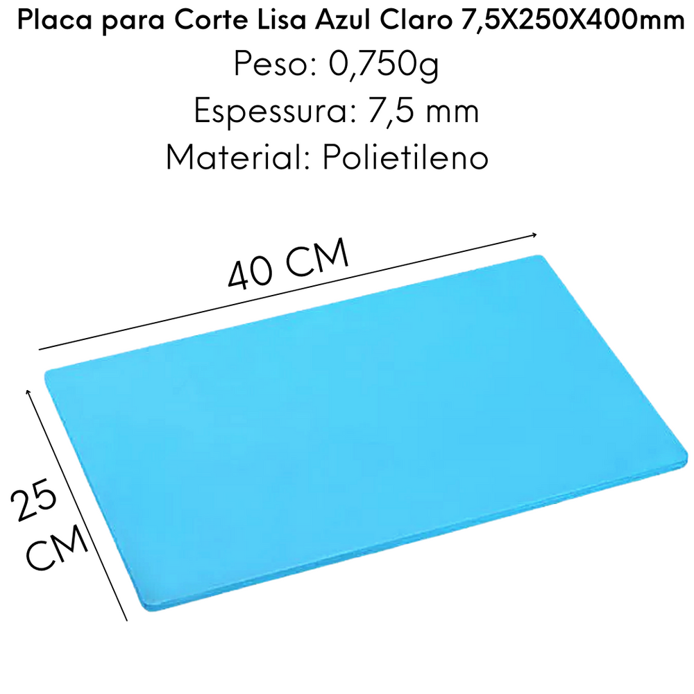 Placa de Corte Lisa Azul 40cm - A Gourmet
