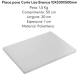 Placa de Corte Lisa Branca 50cm - A Gourmet