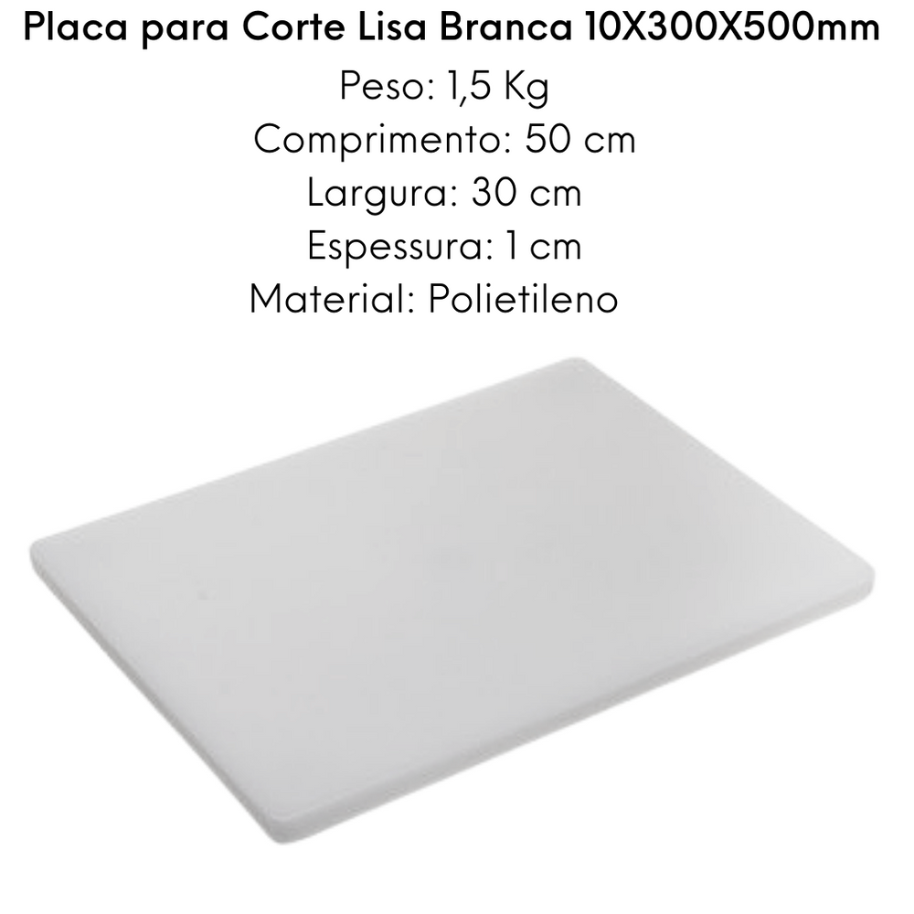 Placa de Corte Lisa Branca 50cm - A Gourmet