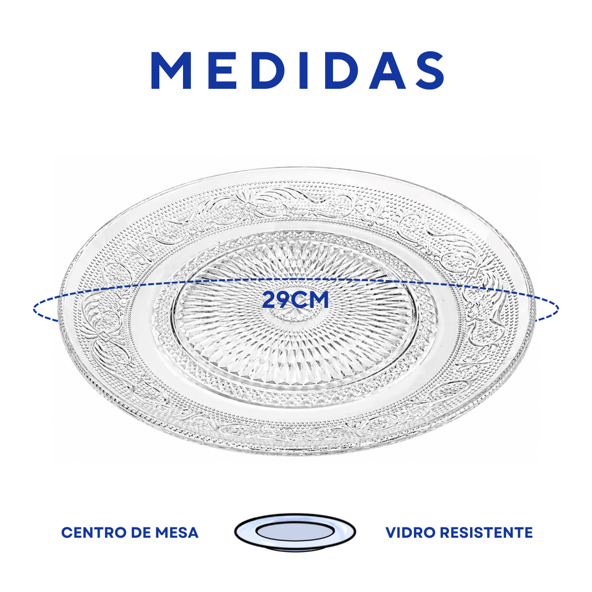 Centro de Mesa Vidro Decoração 29cm