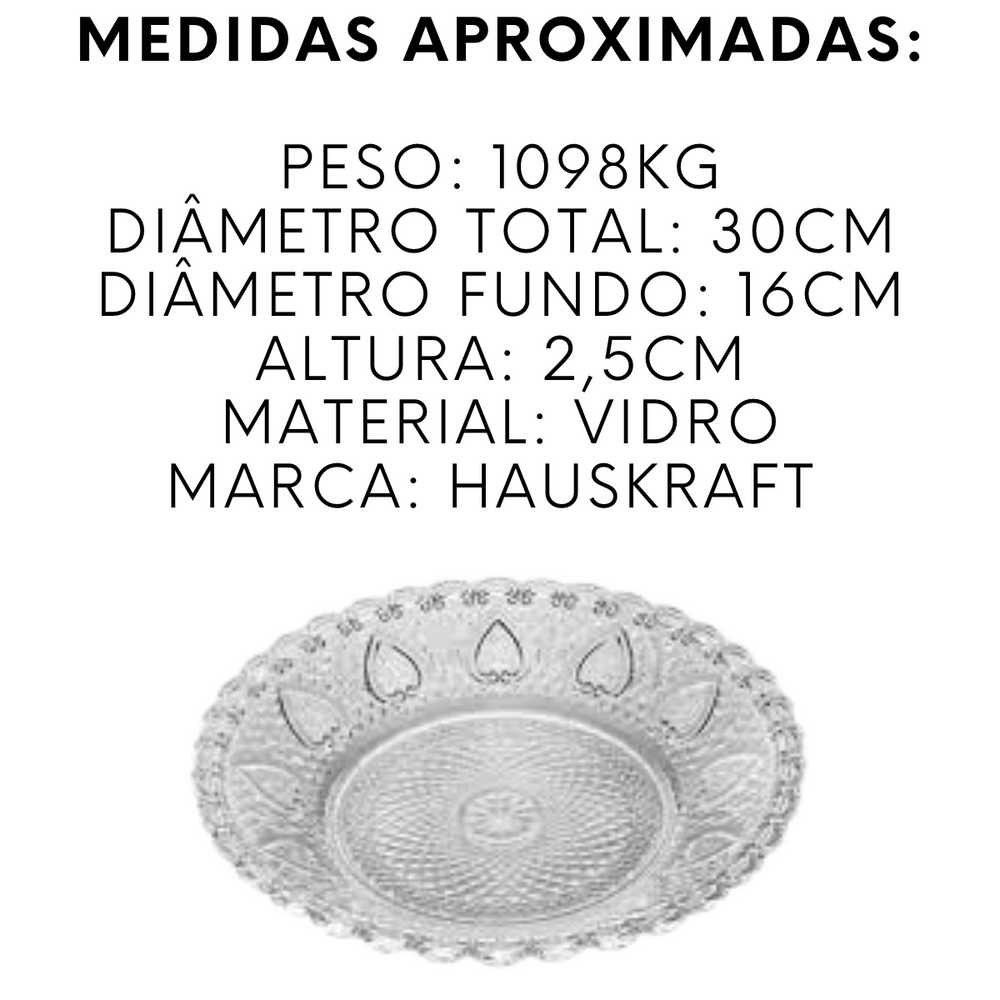 Centro de Mesa Vidro Sofia 30cm - A Gourmet