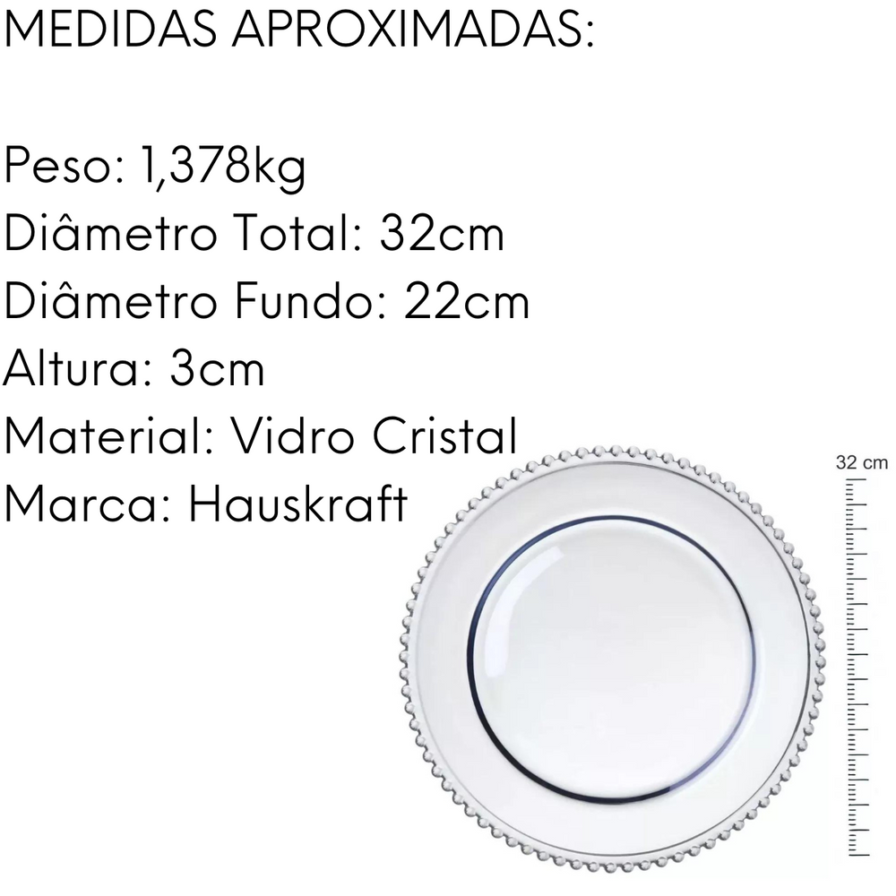 Sousplat Perola de Vidro Cristal - A Gourmet