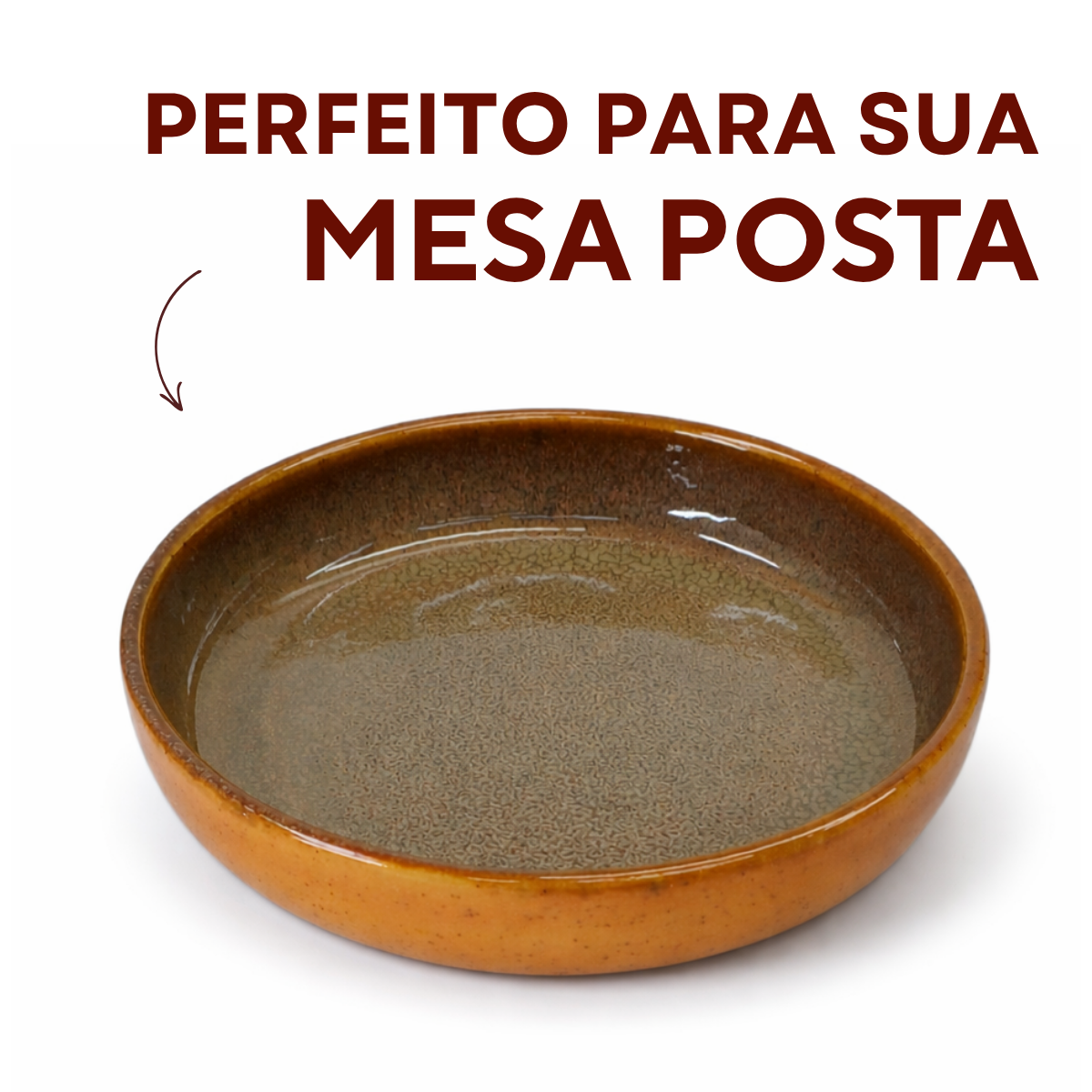 Prato Fundo Cerâmica Refrátaria Romanha Wood