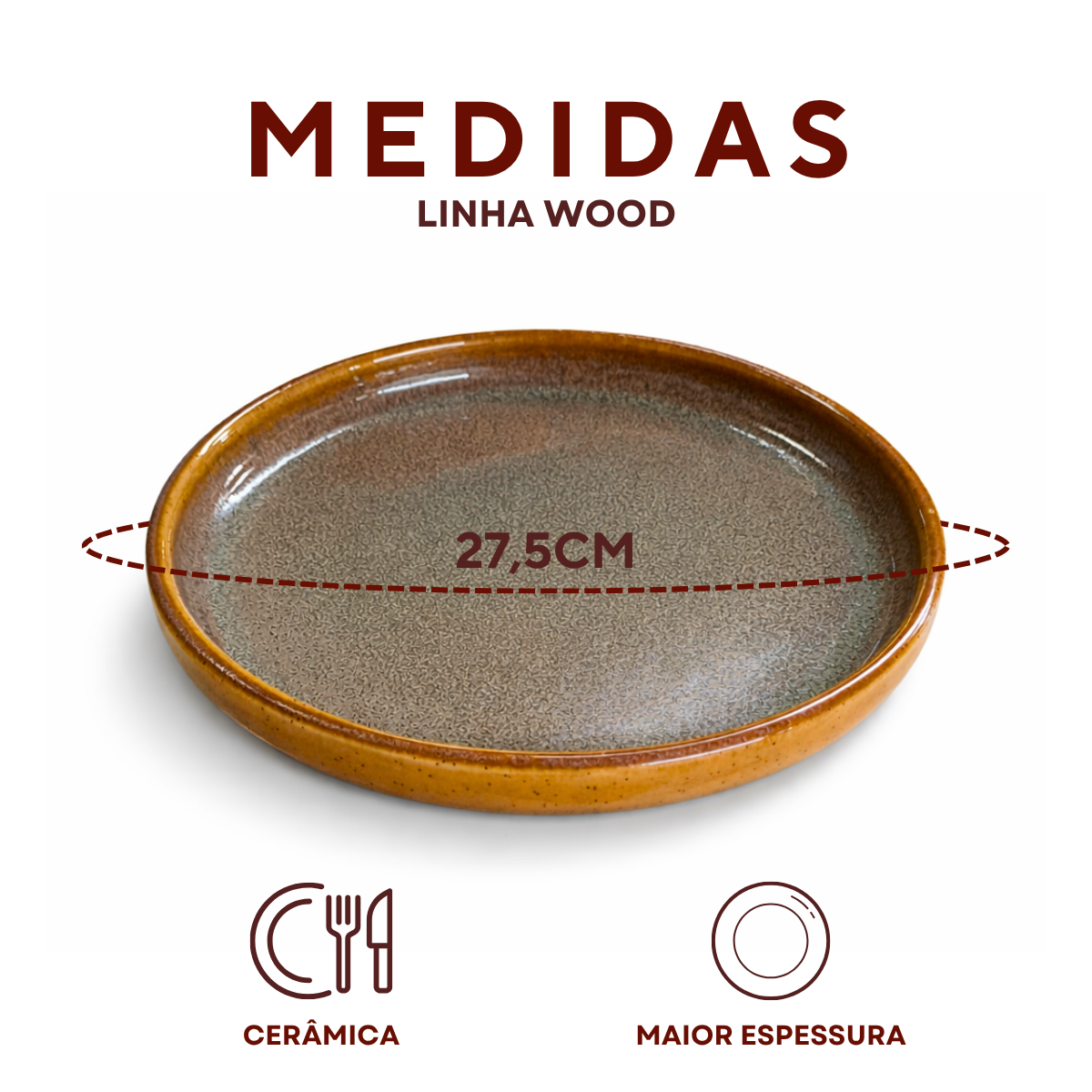 Prato Raso Cerâmica Refrátaria Wood