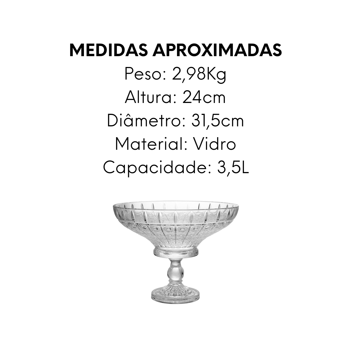 Centro de Mesa Pk Family 3,5L de vidro Etilux