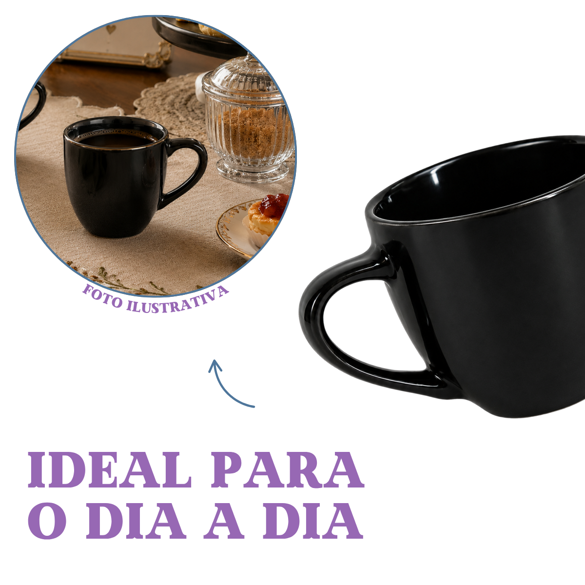 Xicara de Café Porcelana 95ml Preta