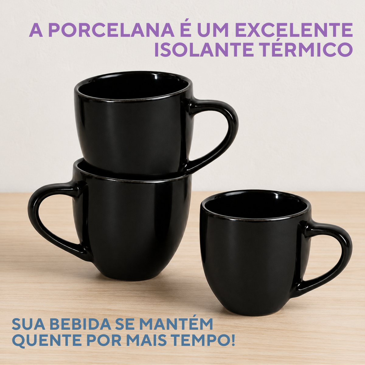 Xicara de Café Porcelana 95ml Preta