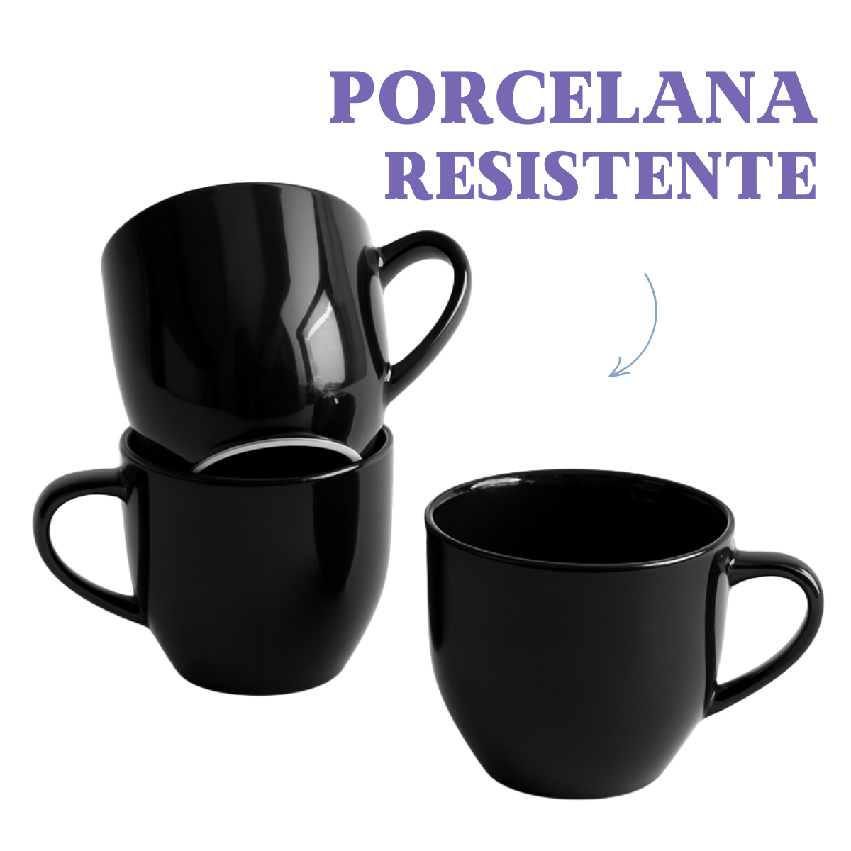 Xicara Chá Porcelana Preto