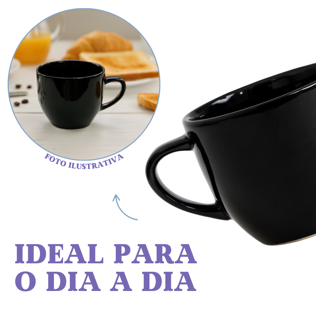 Xicara Chá Porcelana Preto