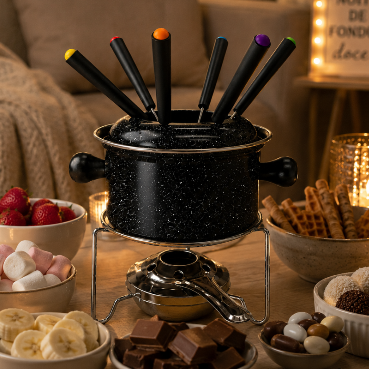 Conjunto Fondue Preto 10 Peças