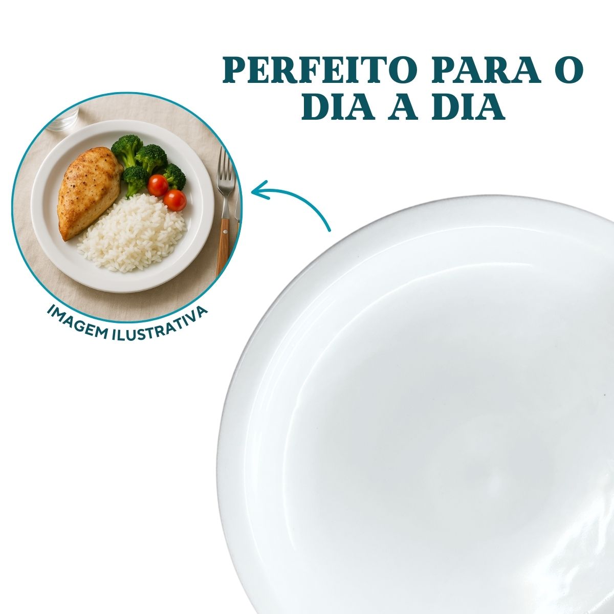 Prato Raso em Porcelana de Segunda Linha ATLAS Pratos Rasos