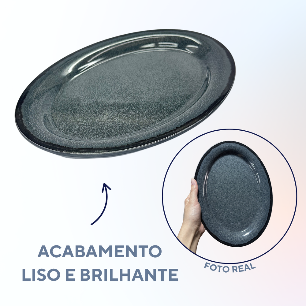 Travessa Oval Chumbo M de Melamina - A Gourmet