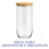 Pote Vidro Tampa Bambu 1,2Litros