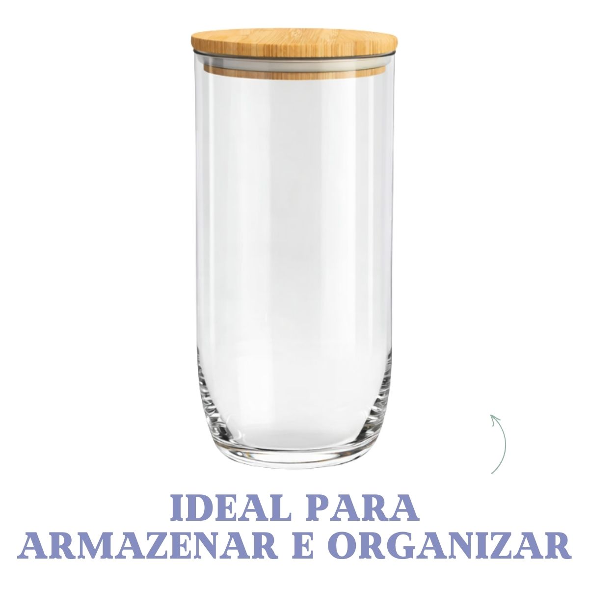 Pote Vidro Tampa Bambu 1,2Litros