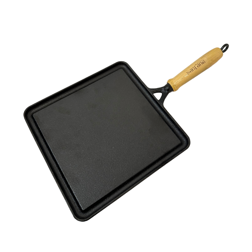 Bifeteira de Ferro Fundido Cabo Madeira - A Gourmet