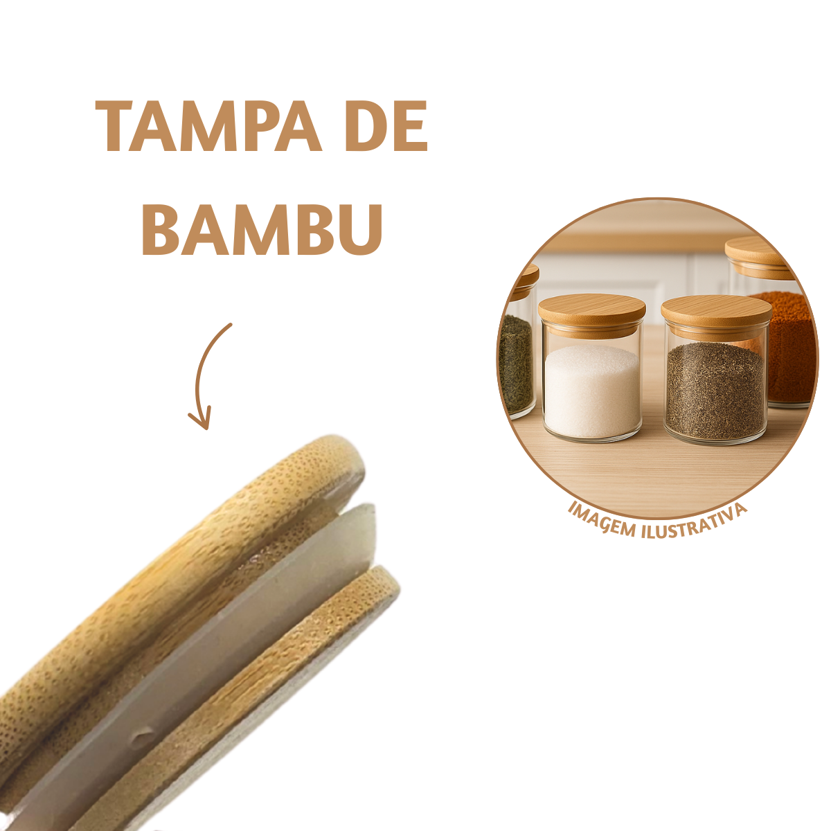 Pote pequeno vidro bambu 110ml