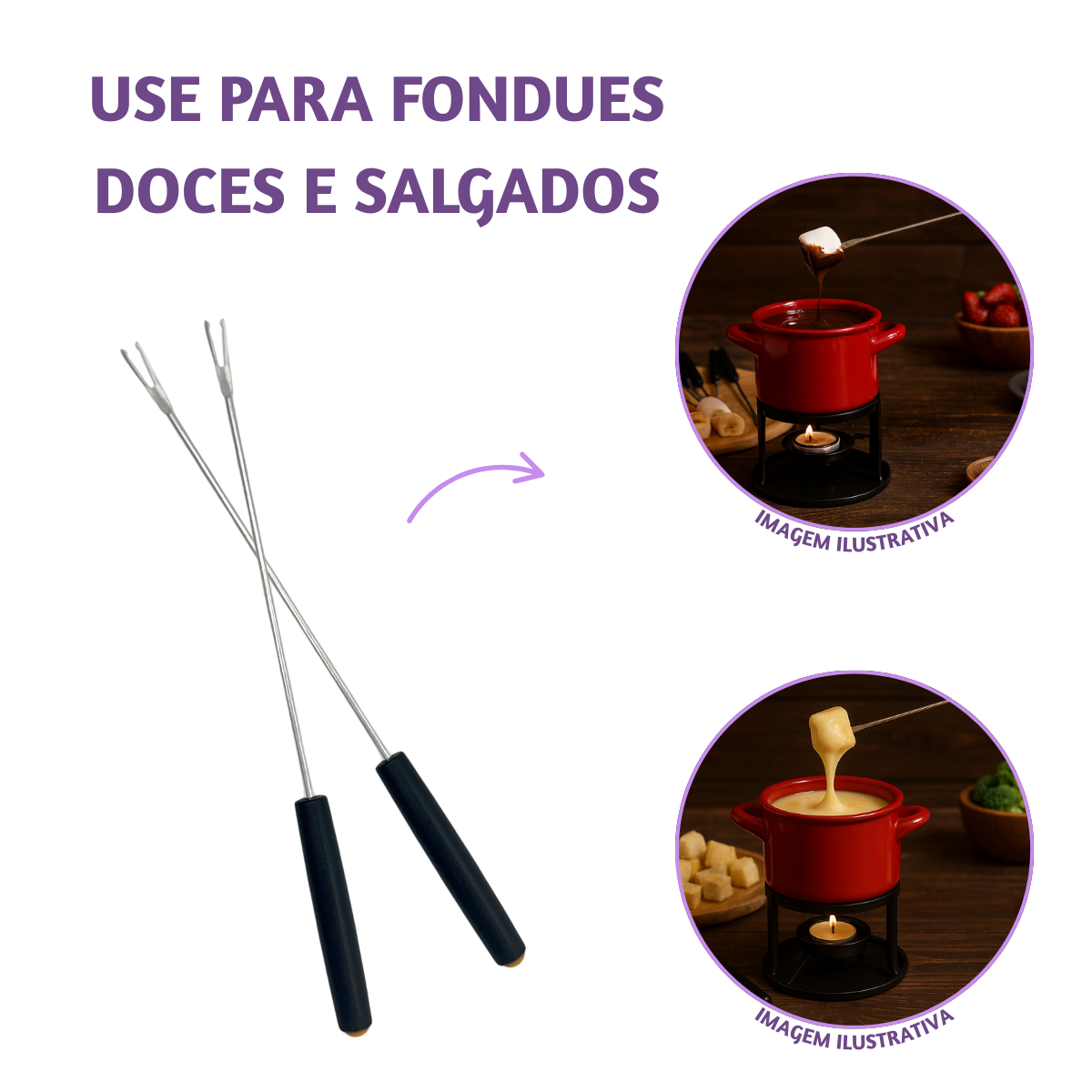 Jogo de Garfo Fondue Com 6 Peças