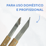Pegador Churrasco Aço Inox Cabo Madeira